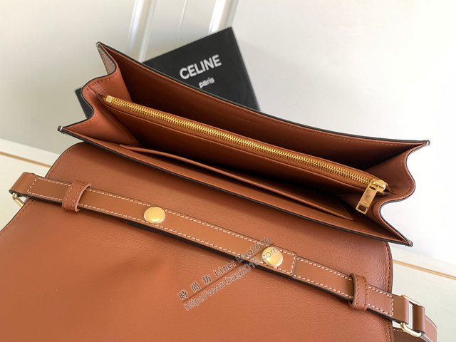 Celine專櫃2022新款TRAPEZE TRIOMPHE標誌印花牛皮革手袋 賽琳凱旋門腋下包 sldj2349